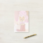 Cute Dog met roze kerstfoto's Post-it® Notes (Op bureau)