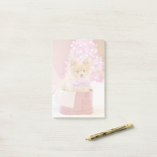 Cute Dog met roze kerstfoto's Post-it® Notes (Op bureau)