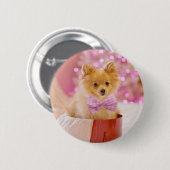 Cute Dog met roze kerstfoto's Ronde Button 5,7 Cm (Voorkant /achterkant)
