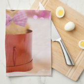 Cute Dog met roze kerstfoto's Theedoek (Quarter Fold)