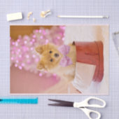 Cute Dog met roze kerstfoto's Tissuepapier (Craft)