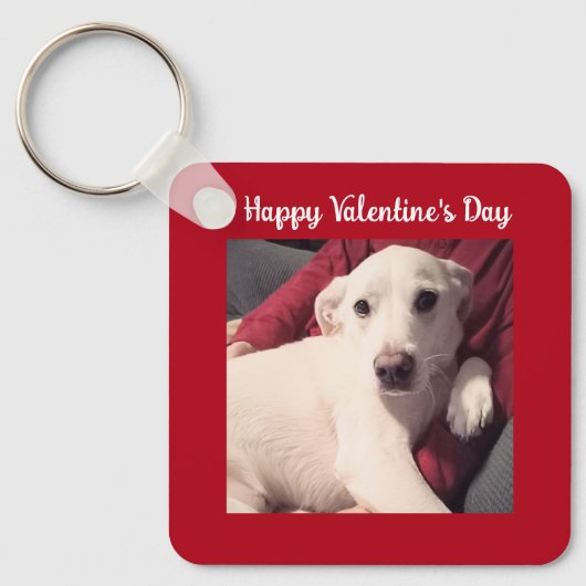 Cute Dog met Valentijnsdag twee foto van papa Sleutelhanger (Voorkant)