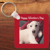 Cute Dog met Valentijnsdag twee foto van papa Sleutelhanger (Voorkant)