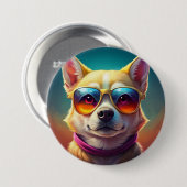Cute dog met zonnebrillen ronde button 7,6 cm (Voorkant /achterkant)