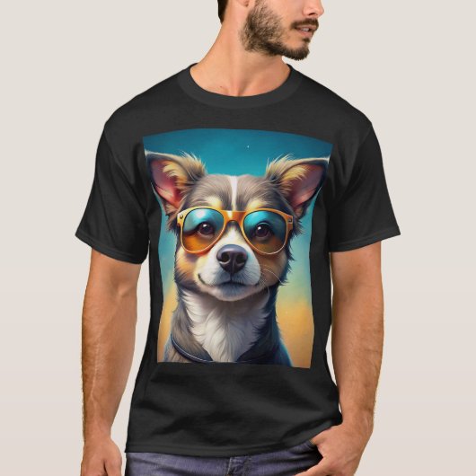 Cute dog met zonnebrillen t-shirt (Voorkant)