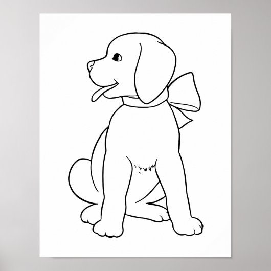 Cute Dog Minimal Wall Art Poster (Voorkant)