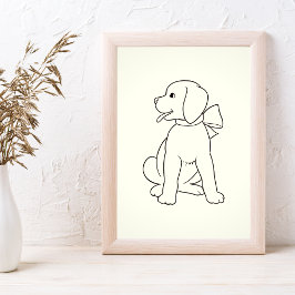 Cute Dog Minimal Wall Art Poster