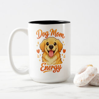 Cute Dog Mom Energy Golden Retriever Coffee Mug Tweekleurige Koffiemok
