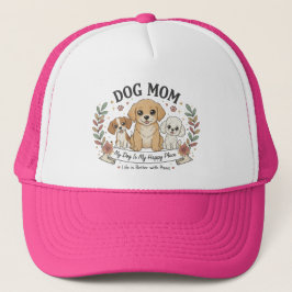 Cute Dog Mom Multi Dog Pink Trucker Hat Pet