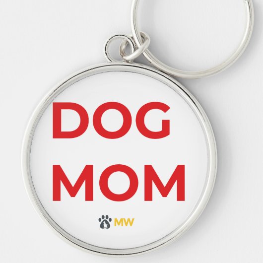 Cute DOG MOM Red & Gold Keychain | Pet Parent Quic (Voorkant)