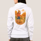 Cute Dog Mom Walking Pup in Cozy Forest  Hoodie (Achterkant)