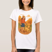 Cute Dog Mom Walking Pup in Cozy Forest T-shirt (Voorkant)