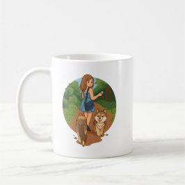 Cute Dog Mom Walking Puppies Forest Trail Illustra Koffiemok