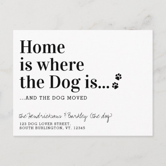 Cute Dog Moving We hebben New Address Pet Moving Briefkaart (Voorkant)