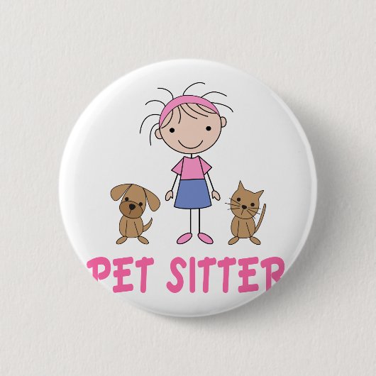 Cute Dog Occupation Pet Sitter Ronde Button 5,7 Cm (Voorkant)