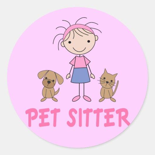 Cute Dog Occupation Pet Sitter Ronde Sticker (Voorkant)