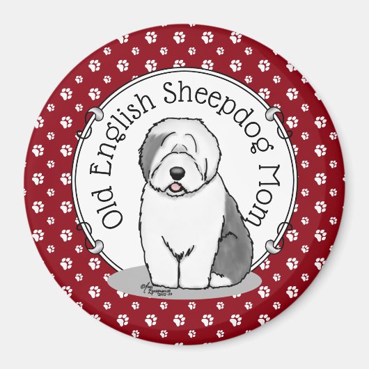 Cute Dog OES mama Old English Sheepdog Ma (Grey 1) Magneet (Voorkant)