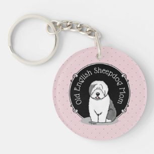Cute Dog OES mama Old English Sheepdog Ma (Grey 1) Sleutelhanger