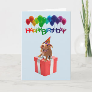 Cute Dog on Cadebox Birthday Card Kaart