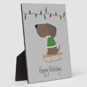 Cute Dog on Sled Holiday Greeting Fotoplaat (Zijkant)