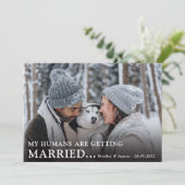 Cute 'Dog Oowner' Foto Verloving Wedding Save The Date (Staand voorkant)
