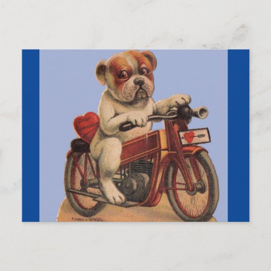Cute  Dog op Briefkaart motorfiets Valentijn (Voorkant)