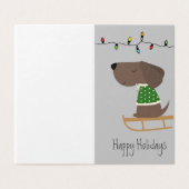 Cute Dog op Sled Holiday Kaart (Buitenkant ongevouwen)