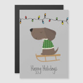 Cute Dog op Sled Holiday Kaart (Voorkant / Achterkant)