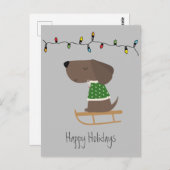 Cute Dog op Sled Holiday Kaart (Voorkant / Achterkant)