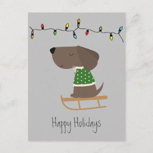 Cute Dog op Sled Holiday Kaart