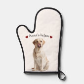 Cute Dog Oven Mitt – Personalized with Text Ovenwant (Voorkant)