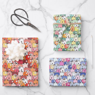 Cute Dog patroon Blue Red Green Inpakpapier Vel