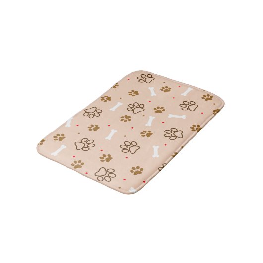Cute dog patroon met poten botten minuscule poka d badmat (Gekanteld)