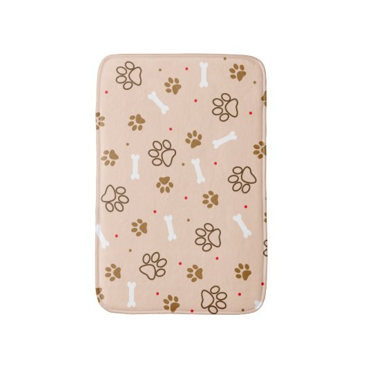 Cute dog patroon met poten botten minuscule poka d badmat (Voorkant Verticaal)