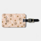 Cute dog patroon met poten botten minuscule poka d bagagelabel (Voorkant horizontaal)