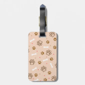 Cute dog patroon met poten botten minuscule poka d bagagelabel (Achterkant verticaal)