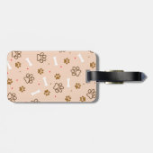 Cute dog patroon met poten botten minuscule poka d bagagelabel (Achterkant horizontaal)