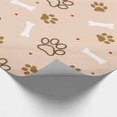 Cute dog patroon met poten botten minuscule poka d cadeaupapier (Hoek)