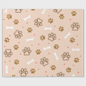 Cute dog patroon met poten botten minuscule poka d cadeaupapier (Vlak)