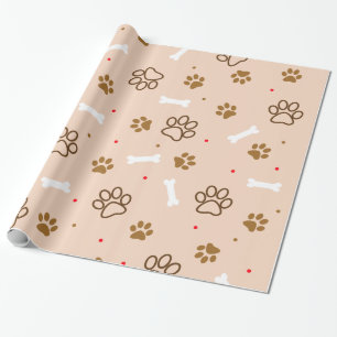 Cute dog patroon met poten botten minuscule poka d cadeaupapier