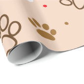 Cute dog patroon met poten botten minuscule poka d cadeaupapier (Rol Hoek)