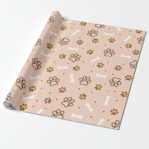 Cute dog patroon met poten botten minuscule poka d cadeaupapier