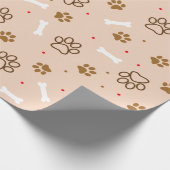 Cute dog patroon met poten botten minuscule poka d cadeaupapier (Hoek)