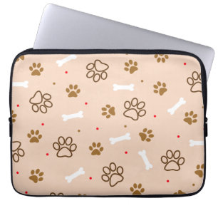 Cute dog patroon met poten botten minuscule poka d laptop sleeve