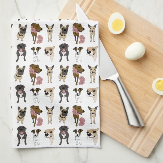 Cute dog patroon theedoek (Quarter Fold)