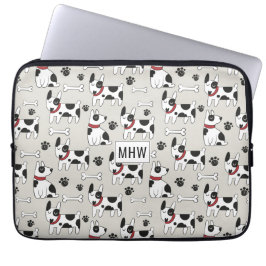 Cute Dog Pattern aangepaste monogram laptophoezen Laptop Sleeve