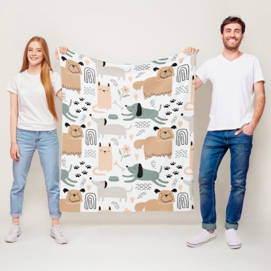 Cute Dog Pattern Fleece Deken (In situ)