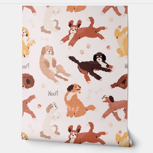 Cute Dog Pattern for Your Kid Room Behang (Afrollen)