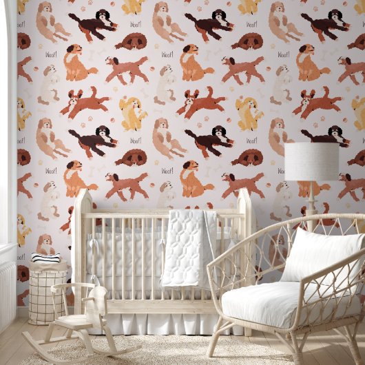 Cute Dog Pattern for Your Kid Room Behang (Kinderen)