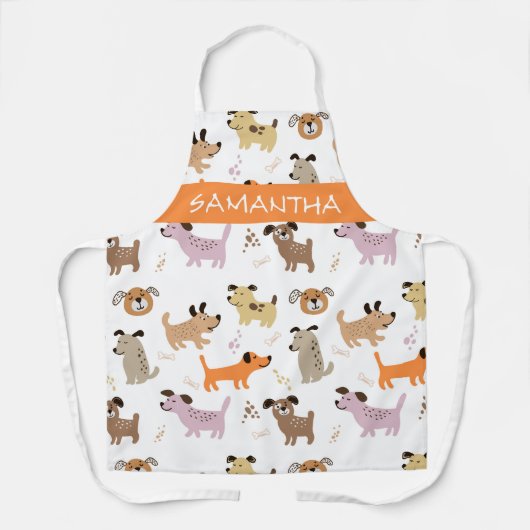 Cute Dog Pattern Groomer Vet Personalized Schort (Voorkant)